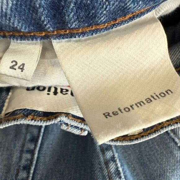 Reformation Jord Kick Flare Jean Women 24 Blue‎ Wash Denim Festive Casual - Picture 4 of 9